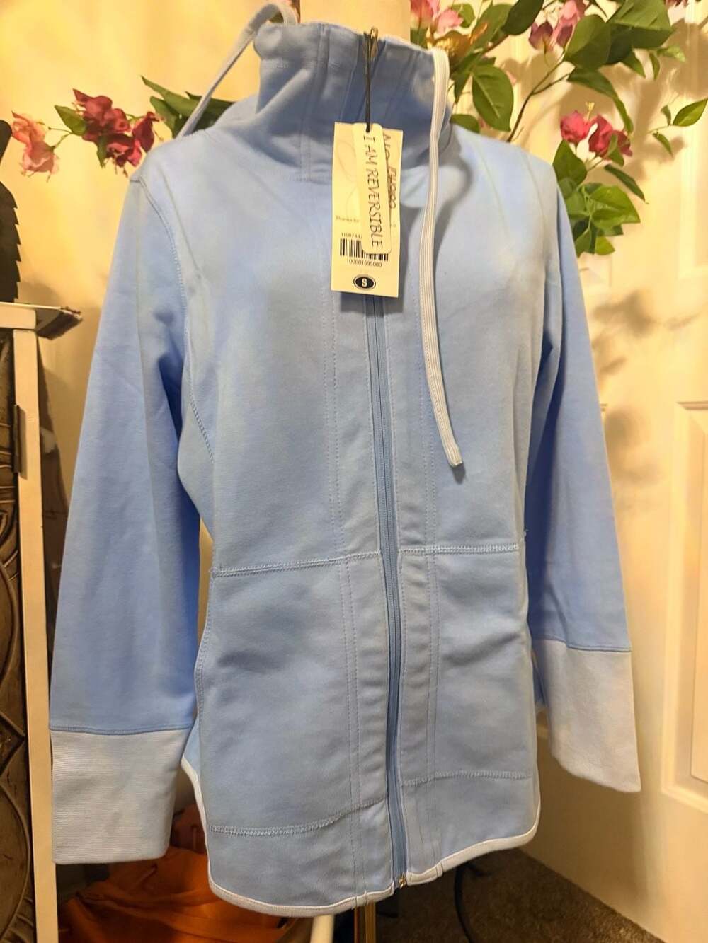 Lulu B Reversible Zip-Up Jacket Size S Blue